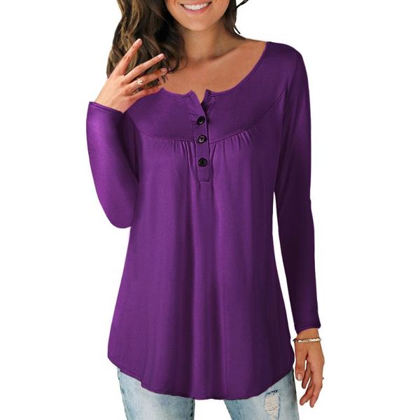 women's t-shirt autumn long sleeves buttons pleated tees casual lounging streets holiday plus size 5xl loose female, White
women's t-shirt autumn long sleeves buttons pleated tees casual lounging streets holiday plus size 5xl loose female, White