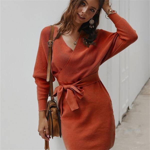 bodycon wrap sweater dress women autumn long sleeve sashes tied mini casual cotton knitted elegant winter dress cloth 201110, Black;gray
bodycon wrap sweater dress women autumn long sleeve sashes tied mini casual cotton knitted elegant winter dress cloth 201110, Black;gray