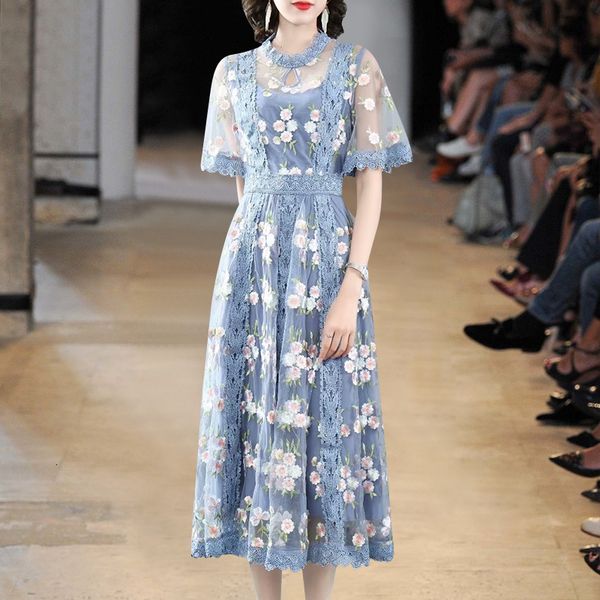 2021 new elegant blue lace mesh floral embroidery long es for women summer runway designers o-neck short sleeve maxi 6kxr, Black;gray
2021 new elegant blue lace mesh floral embroidery long es for women summer runway designers o-neck short sleeve maxi 6kxr, Black;gray