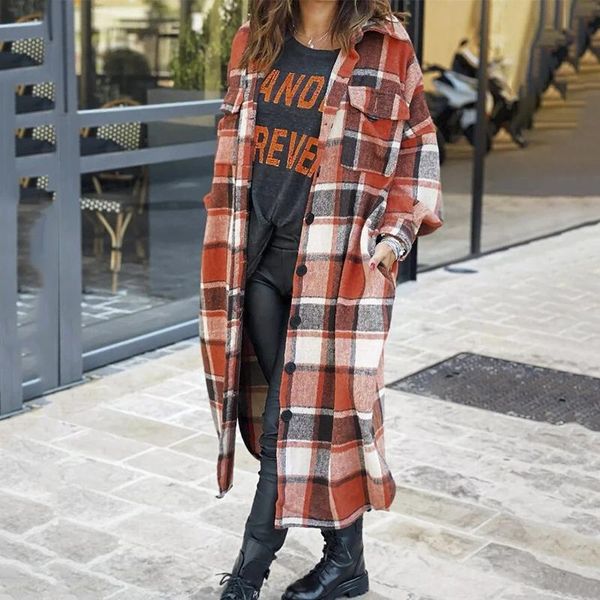 women's wool & blends ardm street stlye pocket drop shoulders sleeves casual plaid long coat women lapel collar straight autumn outwear, Black
women's wool & blends ardm street stlye pocket drop shoulders sleeves casual plaid long coat women lapel collar straight autumn outwear, Black