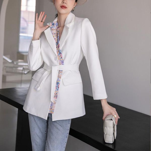 women's suits & blazers fmfssom autumn women irregular splicing silk scarf blazer lady office slim jacket white solid color coat with b, White;black
women's suits & blazers fmfssom autumn women irregular splicing silk scarf blazer lady office slim jacket white solid color coat with b, White;black