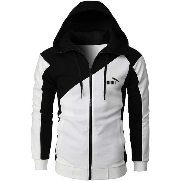 men's autumn and winter thickened cotton contrast color long sleeve loose hooded jacket men's coat, Black
men's autumn and winter thickened cotton contrast color long sleeve loose hooded jacket men's coat, Black
