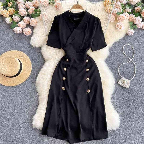 vanovich summer women dress temperament solid color double-breasted slim fashion clothing 210615, Black;gray
vanovich summer women dress temperament solid color double-breasted slim fashion clothing 210615, Black;gray