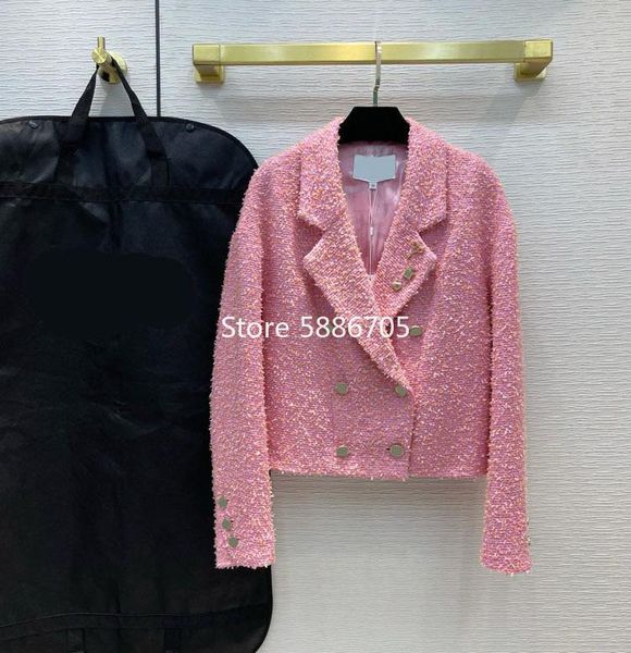 women's jackets 2021 spring brand designer women pink double breasted tweed coats drop shoulder 3 brooches turn down collar weave s293, Black;brown
women's jackets 2021 spring brand designer women pink double breasted tweed coats drop shoulder 3 brooches turn down collar weave s293, Black;brown