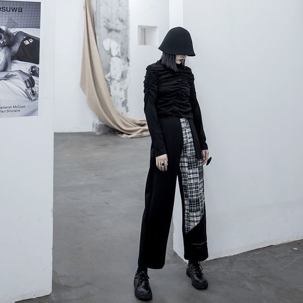2021 new streetwear women trousers plaid patchwork straight leg long black designer fashion pants 8d8w, Black;white
2021 new streetwear women trousers plaid patchwork straight leg long black designer fashion pants 8d8w, Black;white