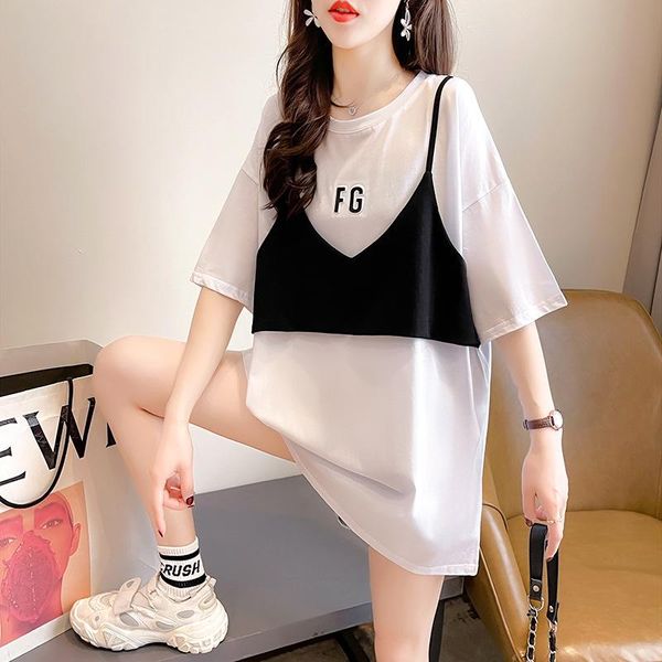 women's t-shirt 2021 short-sleeved female summer vacation two pieces of student japanese ins fashion plus size clothing, White
women's t-shirt 2021 short-sleeved female summer vacation two pieces of student japanese ins fashion plus size clothing, White
