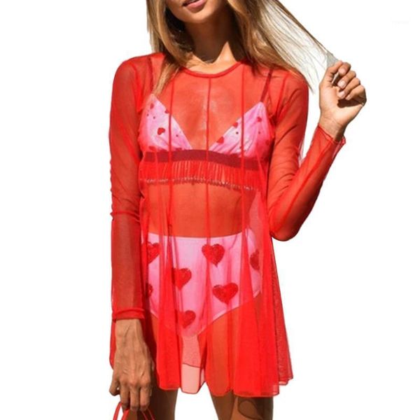women bikini set cover-up long sleeve see through mini dress lady pullover beach women's swimwear, White;black
women bikini set cover-up long sleeve see through mini dress lady pullover beach women's swimwear, White;black
