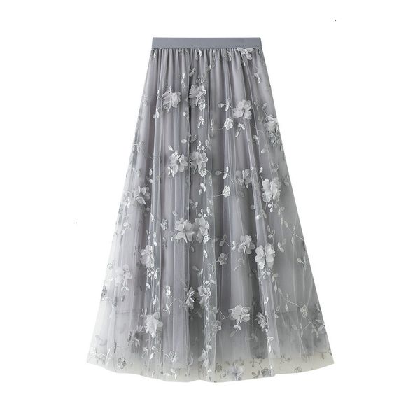 women new 2021 summer boho a-line mesh high waist three layer flower embroidery long skirt elegant faldas jupe saia toux, Black
women new 2021 summer boho a-line mesh high waist three layer flower embroidery long skirt elegant faldas jupe saia toux, Black