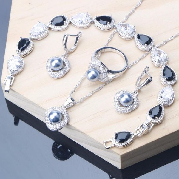 wedding jewelry sets unique gray pearl women silver 925 fashion white black zirconia earrings bracelet ring necklace for u 328, Slivery;golden
wedding jewelry sets unique gray pearl women silver 925 fashion white black zirconia earrings bracelet ring necklace for u 328, Slivery;golden