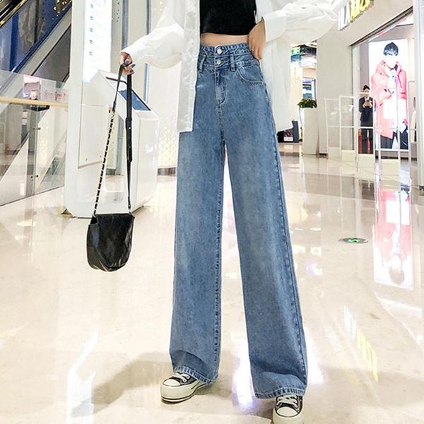 high retro design denim jeans straight wide leg loose high waist thin pants lengthened mop jeans women young ladies, Blue
high retro design denim jeans straight wide leg loose high waist thin pants lengthened mop jeans women young ladies, Blue