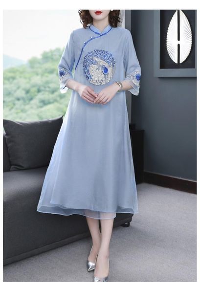 casual dresses spring original design a version chinese style peacock embroidered big size cheongsam dress for women, Black;gray
casual dresses spring original design a version chinese style peacock embroidered big size cheongsam dress for women, Black;gray