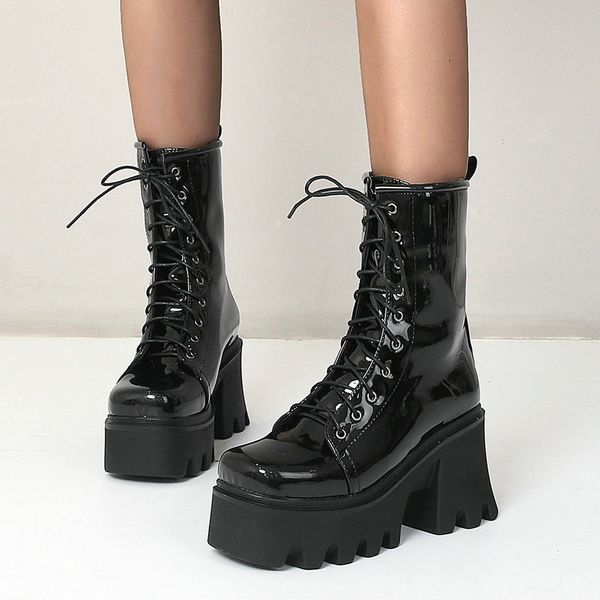 boots 2021 platform ankle fashion patent leather women chunky high heel goth autumn winter lacing woman shoes size 42 43 822o, Black
boots 2021 platform ankle fashion patent leather women chunky high heel goth autumn winter lacing woman shoes size 42 43 822o, Black