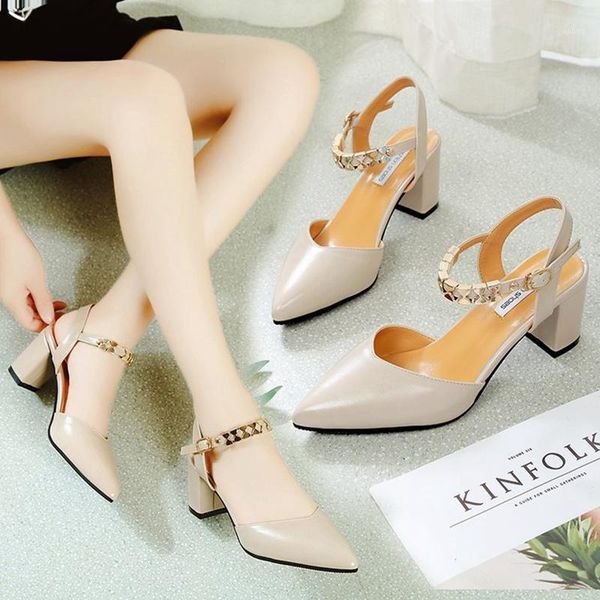 sandals mid-heel women's baotou 2021 summer style buckle pointed toe comfortable korean thick-heeled hollow high heels women1, Black
sandals mid-heel women's baotou 2021 summer style buckle pointed toe comfortable korean thick-heeled hollow high heels women1, Black