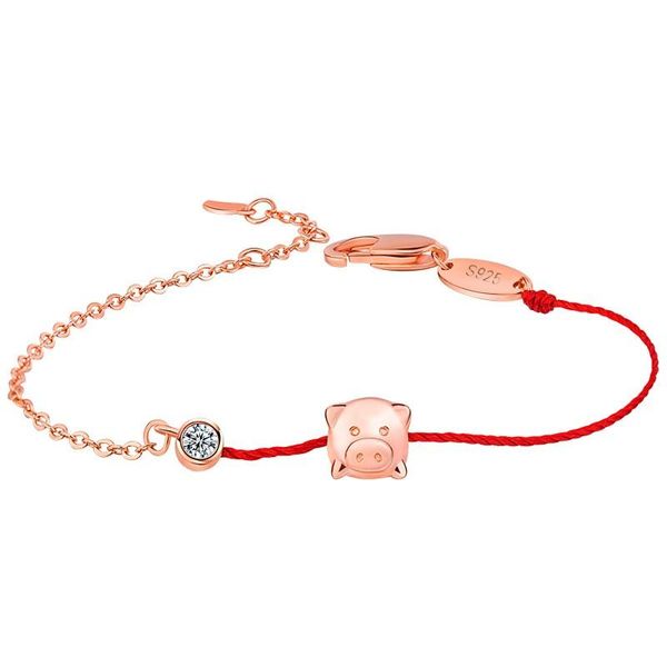 cuff 925 sterling silver jewelry red rope with cute piggy crystal bracelet korean fashion trend for women gift, White
cuff 925 sterling silver jewelry red rope with cute piggy crystal bracelet korean fashion trend for women gift, White