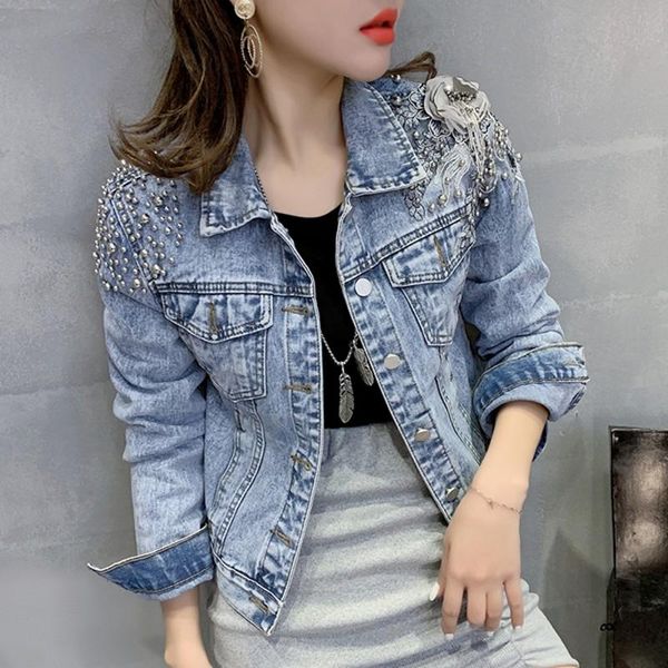 llzacoosh jacket women 2021 new autumn hand rivet pearl denim jacket loose outwear female new students casual short jeans coats, Black;brown
llzacoosh jacket women 2021 new autumn hand rivet pearl denim jacket loose outwear female new students casual short jeans coats, Black;brown