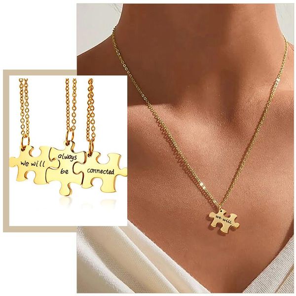 pendant necklaces women's 3 pcs/ set bff puzzle we will always be connected promise friendship keepsake gifts jewelry, Silver
pendant necklaces women's 3 pcs/ set bff puzzle we will always be connected promise friendship keepsake gifts jewelry, Silver