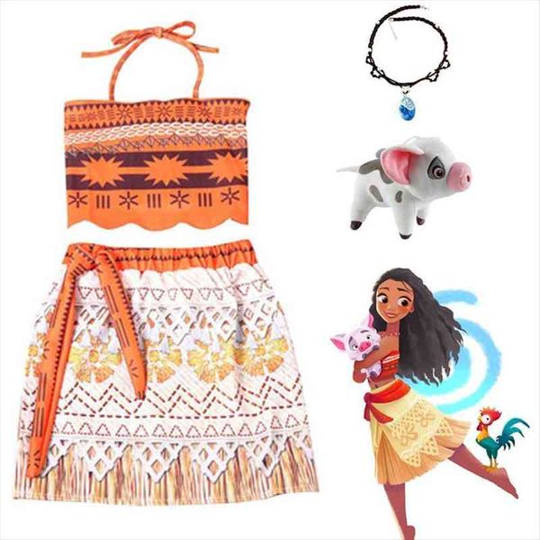 princess moana cosplay costume for girl dress children vaiana with necklace amp pet pua pig halloween clothing kids girls party, Red;yellow
princess moana cosplay costume for girl dress children vaiana with necklace amp pet pua pig halloween clothing kids girls party, Red;yellow