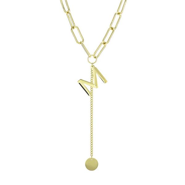 chokers punk chunky curb letter m pendant necklace women layered chain short name chocker gold color statement collar, Golden;silver 
chokers punk chunky curb letter m pendant necklace women layered chain short name chocker gold color statement collar, Golden;silver