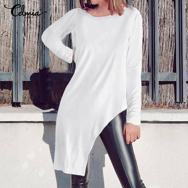 women's blouses & shirts 2021 celmia women fashion long sleeve casual loose asymmetrical solid o-neck pleated femme blusas mujer, White
women's blouses & shirts 2021 celmia women fashion long sleeve casual loose asymmetrical solid o-neck pleated femme blusas mujer, White