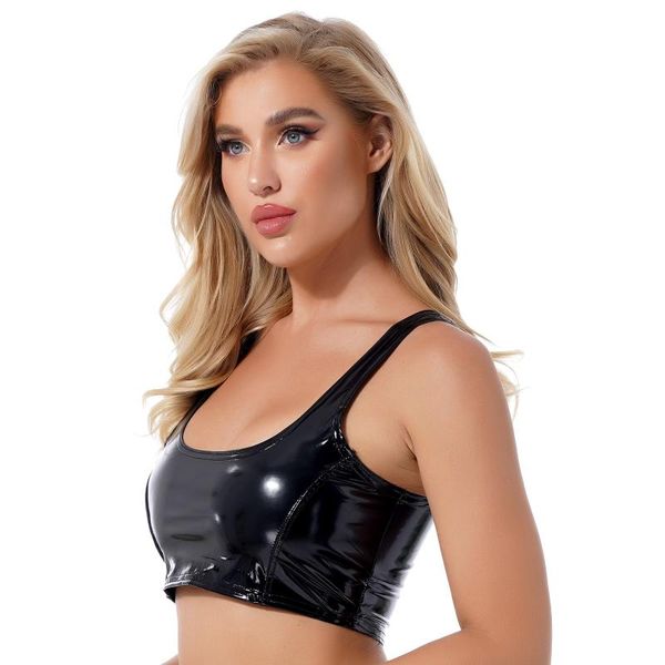 women's tanks & camis womens wet look patent leather cropped vest tank wide shoulder straps u neck zipper back slim crop party bar, White
women's tanks & camis womens wet look patent leather cropped vest tank wide shoulder straps u neck zipper back slim crop party bar, White