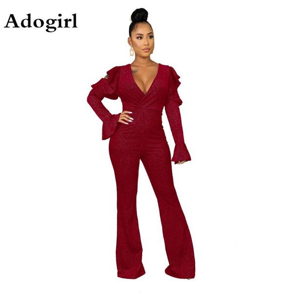 women's jumpsuits & rompers wrap v neck ruffles slim jumpsuit cold shouler hollow out wide pants women romper long flare sleeve office, Black;white
women's jumpsuits & rompers wrap v neck ruffles slim jumpsuit cold shouler hollow out wide pants women romper long flare sleeve office, Black;white