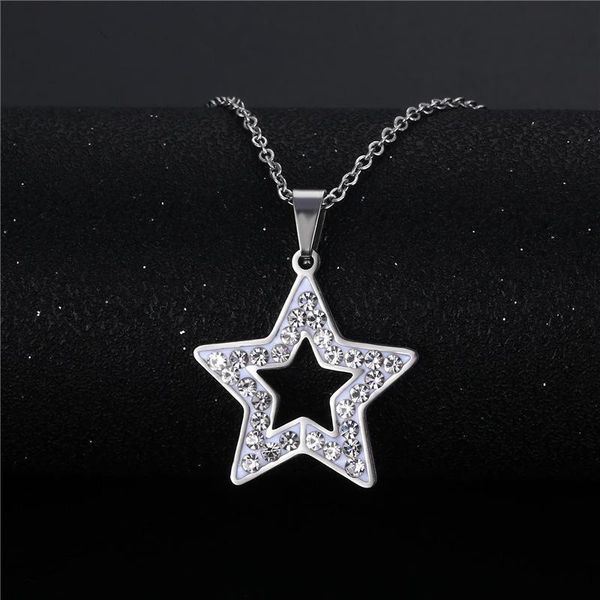 chains stainless steel five-pointed star necklace inlaid zircon fashion jewelry ladies clavicle pendant, Silver
chains stainless steel five-pointed star necklace inlaid zircon fashion jewelry ladies clavicle pendant, Silver