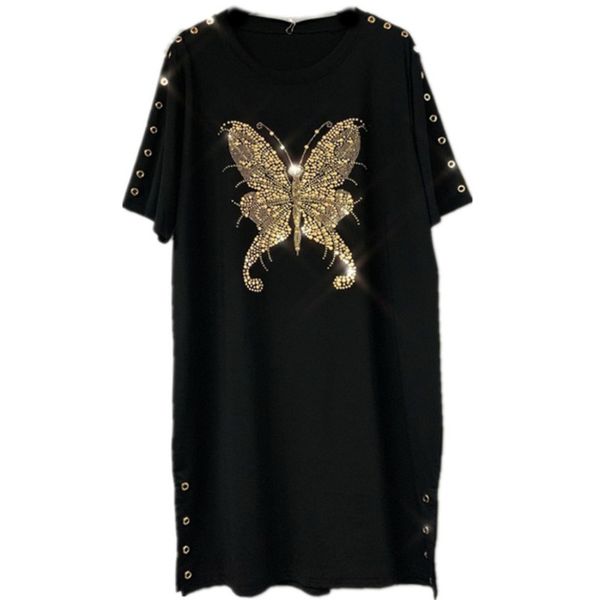 women summer dress animal rabbit print dress rhinestone pattern women short sleeve black dress butterfly hat spring qf664 210302, Black;gray 
women summer dress animal rabbit print dress rhinestone pattern women short sleeve black dress butterfly hat spring qf664 210302, Black;gray