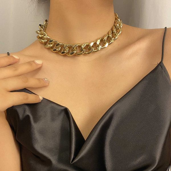 creative jewelry fashion simple thick chain national style personality necklace female, Silver 
creative jewelry fashion simple thick chain national style personality necklace female, Silver