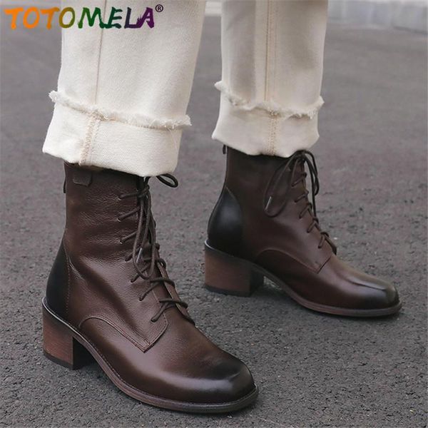 boots totomela 2021 fashion casual shoes women vintage genuine leather thick heel lace up autumn winter ankle, Black
boots totomela 2021 fashion casual shoes women vintage genuine leather thick heel lace up autumn winter ankle, Black