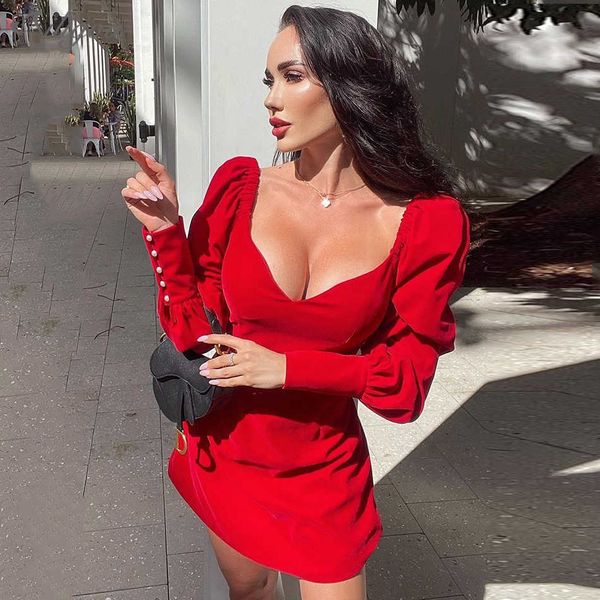 summer women's retro solid v-neck powder puff sleeves elegant red velvet ladies a-line mini party dress 210527, Black;gray
summer women's retro solid v-neck powder puff sleeves elegant red velvet ladies a-line mini party dress 210527, Black;gray
