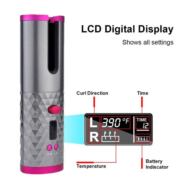 cordless auto rotating ceramic hair curler usb rechargeable curling iron led display temperature adjustable curling wave styer
cordless auto rotating ceramic hair curler usb rechargeable curling iron led display temperature adjustable curling wave styer