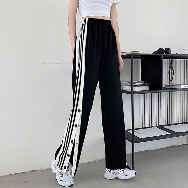women's pants & capris 2021 spring summer solid wild straight wide leg female korean joggers sweatpants black high waist side stripe ca, Black;white
women's pants & capris 2021 spring summer solid wild straight wide leg female korean joggers sweatpants black high waist side stripe ca, Black;white