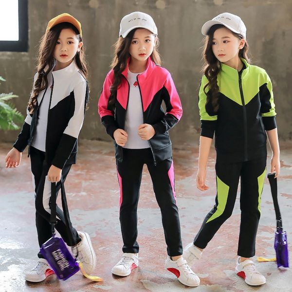 spring autumn clothing set new children sports suit long sleeve girls tracksuits for kids clothes 4 6 8 10 12 13 years, White 
spring autumn clothing set new children sports suit long sleeve girls tracksuits for kids clothes 4 6 8 10 12 13 years, White