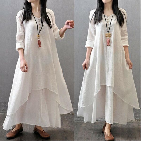 retro 2021 spring boho women v nekc peasant ethnic cotton linen maxi dress casual long sleeve button irregular long dress hot, Black;gray
retro 2021 spring boho women v nekc peasant ethnic cotton linen maxi dress casual long sleeve button irregular long dress hot, Black;gray