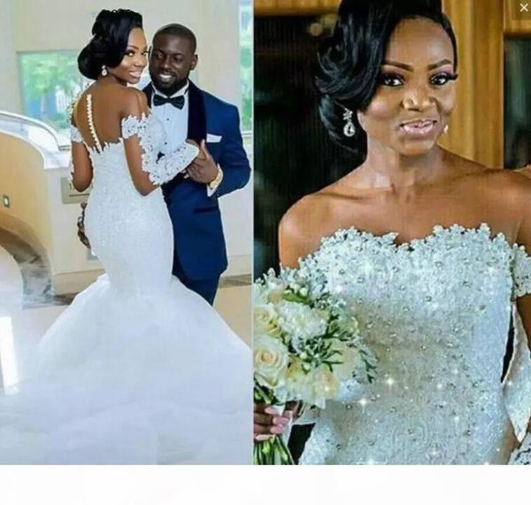 african mermaid wedding dresses beaded lace applique jewel neck covered buttons custom made plus size wedding gown vestido de novia, White
african mermaid wedding dresses beaded lace applique jewel neck covered buttons custom made plus size wedding gown vestido de novia, White