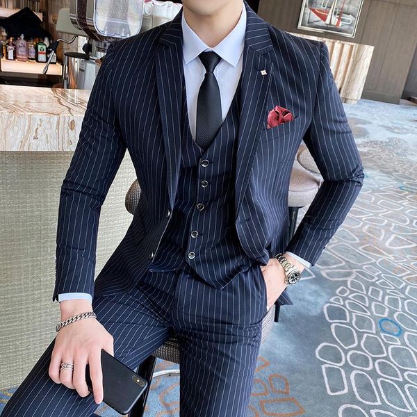 men's suits & blazers ( jacket + vest pants ) luxury fashion mens stripe casual business suit high-end social formal 3 pcs set groom we, White;black
men's suits & blazers ( jacket + vest pants ) luxury fashion mens stripe casual business suit high-end social formal 3 pcs set groom we, White;black