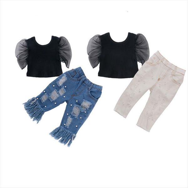 summer 1 5years kid baby girl clothes puff sleeves lace denim ripped pants outfit set, White
summer 1 5years kid baby girl clothes puff sleeves lace denim ripped pants outfit set, White