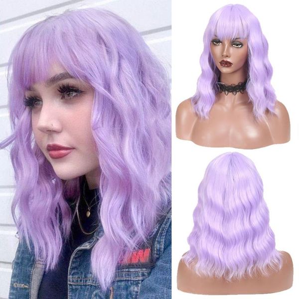 synthetic wigs daiqi short bob wig with bangs water wave for women heat resistant fiber purple pink ombre cosplay use, Black
synthetic wigs daiqi short bob wig with bangs water wave for women heat resistant fiber purple pink ombre cosplay use, Black
