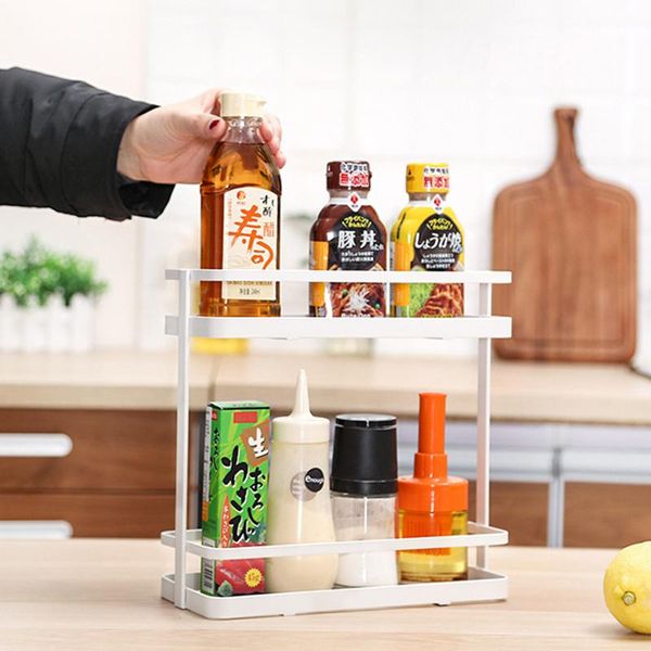 hooks & rails double layer kitchen seasoning storage rack multifunctional wrought iron household shelf organizer
hooks & rails double layer kitchen seasoning storage rack multifunctional wrought iron household shelf organizer