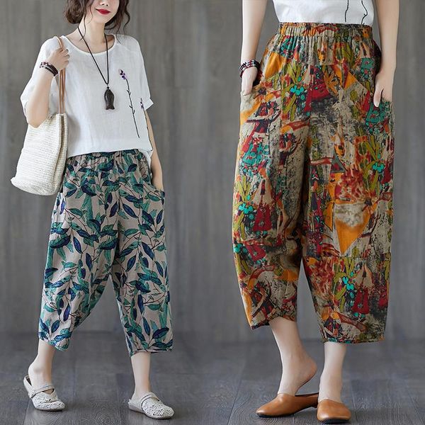 women's pants & capris vintage harem women summer high waist print casual thin soft all-match literary loose breathable cropped trouser, Black;white
women's pants & capris vintage harem women summer high waist print casual thin soft all-match literary loose breathable cropped trouser, Black;white