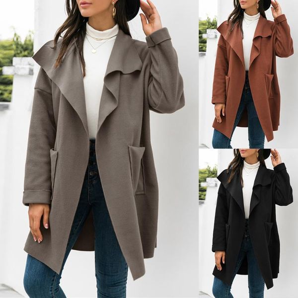women's wool & blends turn-down collar cardigan women long knitted casual vintage loose autumn winter coat solid jacket, Black
women's wool & blends turn-down collar cardigan women long knitted casual vintage loose autumn winter coat solid jacket, Black
