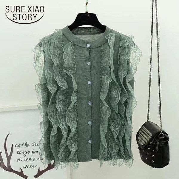 women's blouses & shirts camisas de mujer 2021 summer thin knitted shirt button women blouse lace patchwork sleeveless womens clothes, White
women's blouses & shirts camisas de mujer 2021 summer thin knitted shirt button women blouse lace patchwork sleeveless womens clothes, White