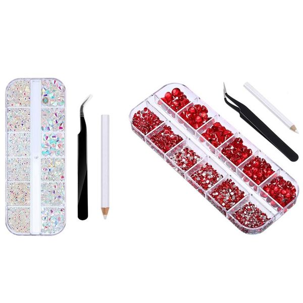 nail art decorations 2set flat back gems round crystal rhinestones with tweezer and picking pen for crafts art, white & red, Silver;gold
nail art decorations 2set flat back gems round crystal rhinestones with tweezer and picking pen for crafts art, white & red, Silver;gold