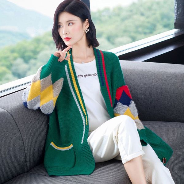women's sweaters female single-breasted v-neck contrast jacket autumn mesh cardigan korean ladies loose green warm rtyk, White;black
women's sweaters female single-breasted v-neck contrast jacket autumn mesh cardigan korean ladies loose green warm rtyk, White;black