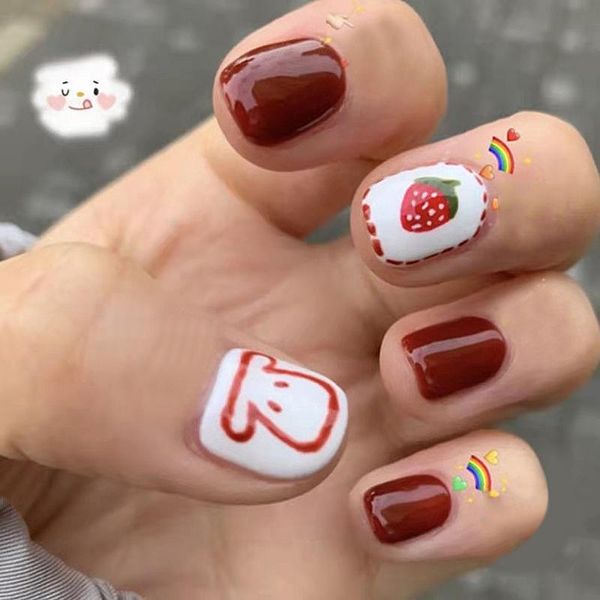nail gel 24pcs strawberry red wear short paragraph fashion manicure patch false nails save time wearable, Red;pink
nail gel 24pcs strawberry red wear short paragraph fashion manicure patch false nails save time wearable, Red;pink