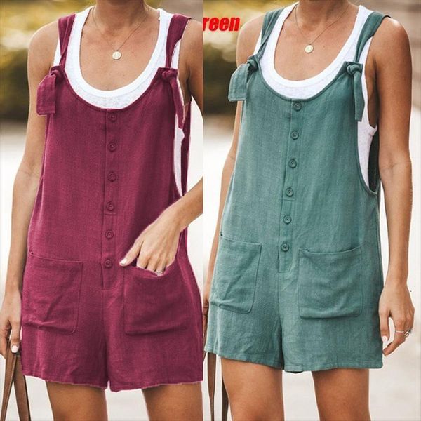 summer urban casual loose sleeveless women rompers solid button pocket suspenders bib short pants wide leg playsuits overalls, Black;white
summer urban casual loose sleeveless women rompers solid button pocket suspenders bib short pants wide leg playsuits overalls, Black;white