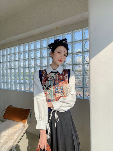 2021 new vintage sleeveless women blouse crop back lace up patchwork print tunic ethnic style fashion 7ejp, White
2021 new vintage sleeveless women blouse crop back lace up patchwork print tunic ethnic style fashion 7ejp, White
