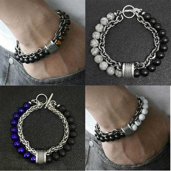 vintage fashion jewelry male bracelet beads men's punk tiger eye stone, Black
vintage fashion jewelry male bracelet beads men's punk tiger eye stone, Black