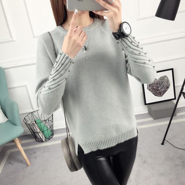 2021 autumn winter new women sweater and beading pullover long sleeve elasticity jumper casual knitted sweaters female r922, White;black
2021 autumn winter new women sweater and beading pullover long sleeve elasticity jumper casual knitted sweaters female r922, White;black
