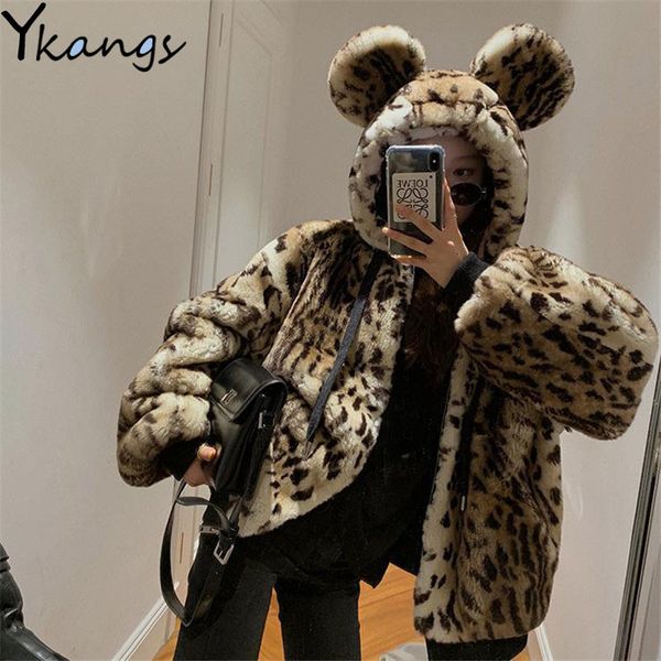 2021 winter faux fur leopard pattern jacket women hooded fashion loose warm coat cute girls streetwear thicken outwear oversize 74dg, Black
2021 winter faux fur leopard pattern jacket women hooded fashion loose warm coat cute girls streetwear thicken outwear oversize 74dg, Black